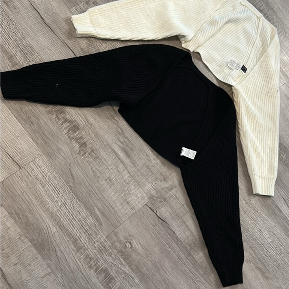 Black and Cream Knit Bolero Shrugs
